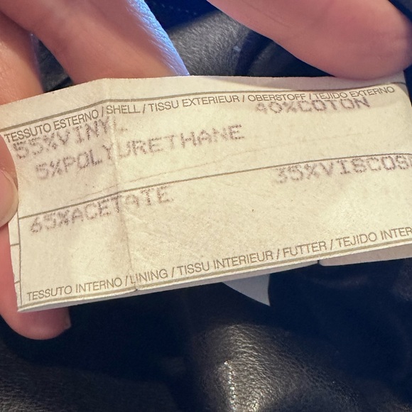 Emporio Armani Black Faux Leather Coat Zipper Front Size 52 Italian - Picture 13 of 14